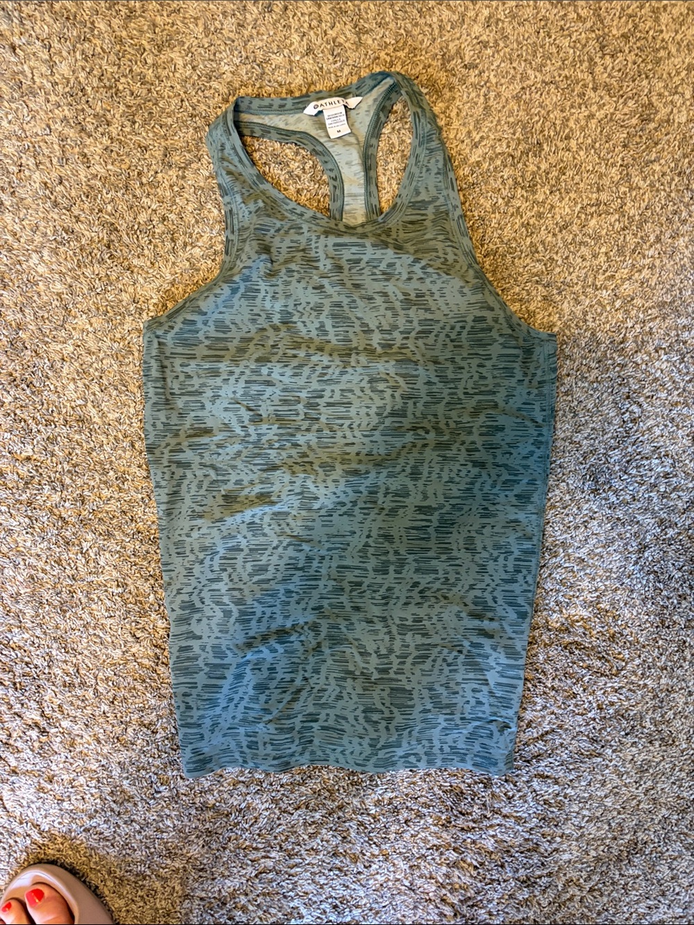 Athleta Teal Green Abstract-Print Racerback Tank M